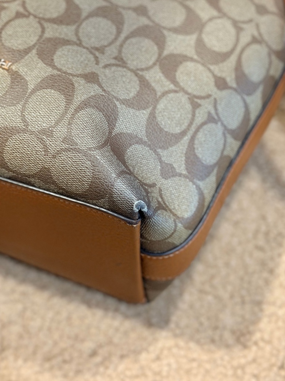 COACH Pennie Shoulder Bag in Signature Canvas Khaki Saddle C2819 - Picture 10 of 16